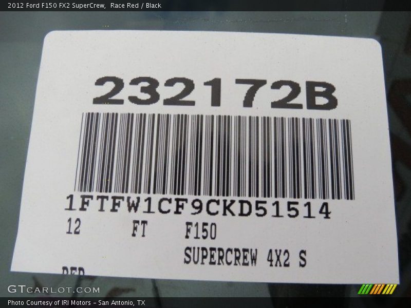 Race Red / Black 2012 Ford F150 FX2 SuperCrew