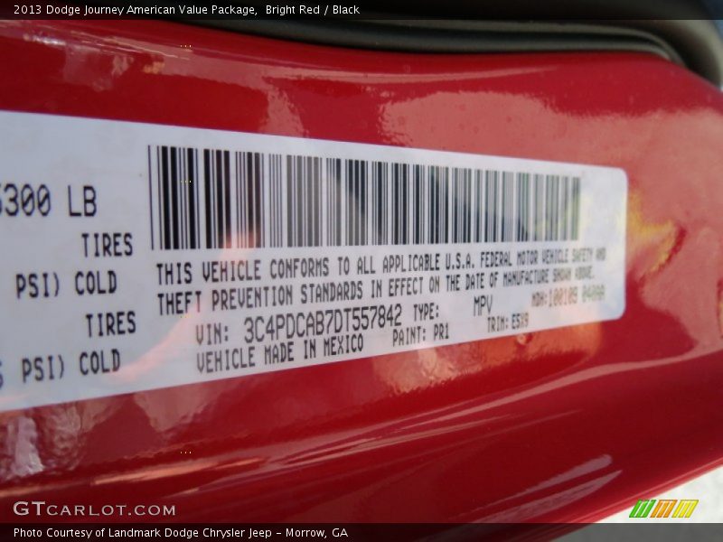 Bright Red / Black 2013 Dodge Journey American Value Package