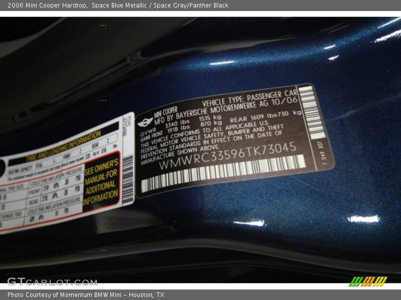 Space Blue Metallic / Space Gray/Panther Black 2006 Mini Cooper Hardtop