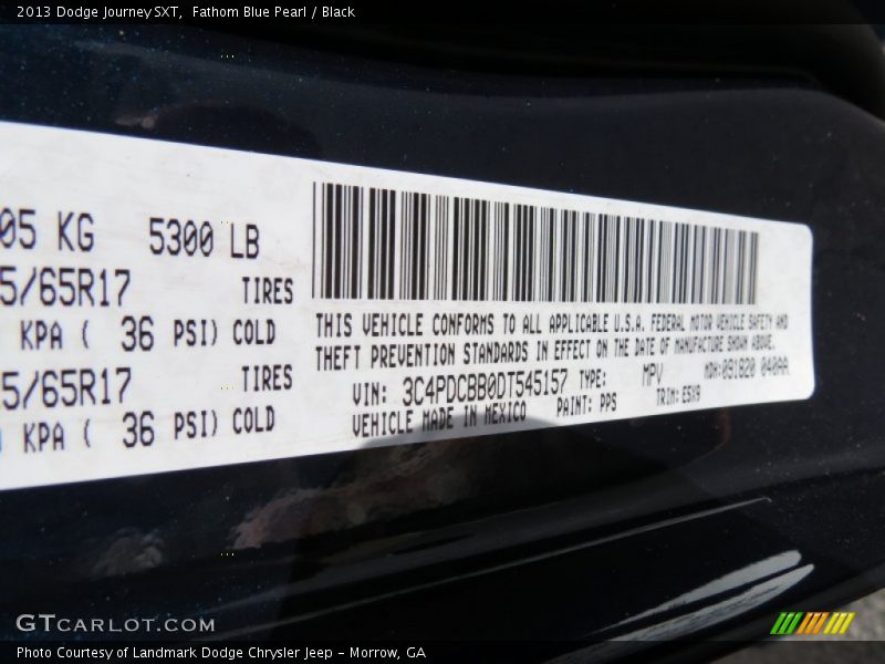 Fathom Blue Pearl / Black 2013 Dodge Journey SXT