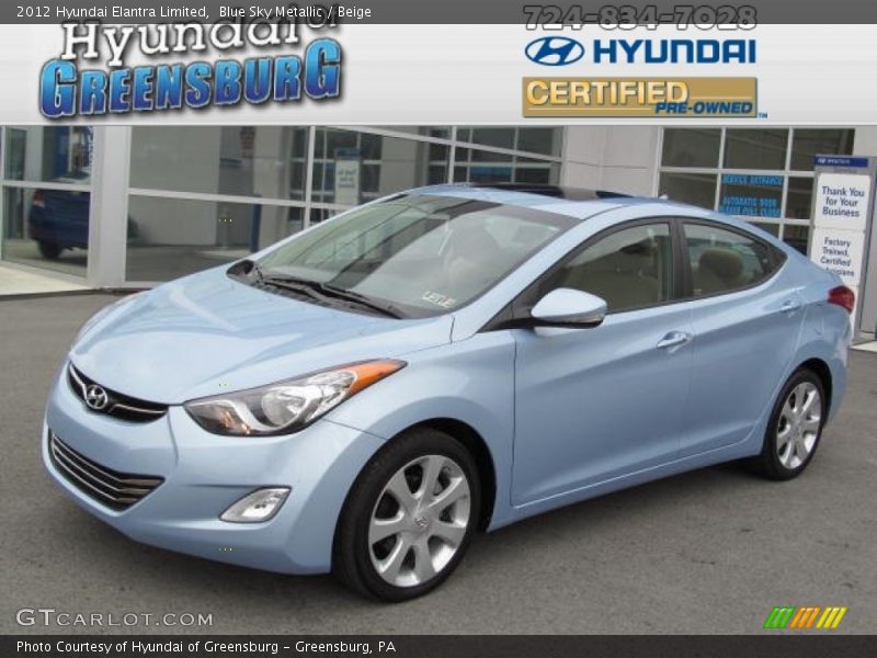 Blue Sky Metallic / Beige 2012 Hyundai Elantra Limited