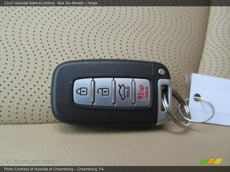 Blue Sky Metallic / Beige 2012 Hyundai Elantra Limited
