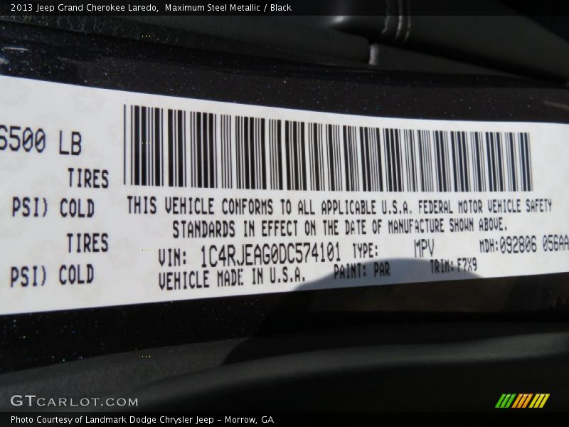 Maximum Steel Metallic / Black 2013 Jeep Grand Cherokee Laredo