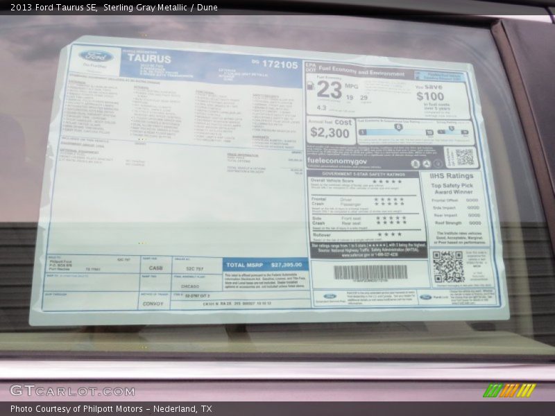  2013 Taurus SE Window Sticker