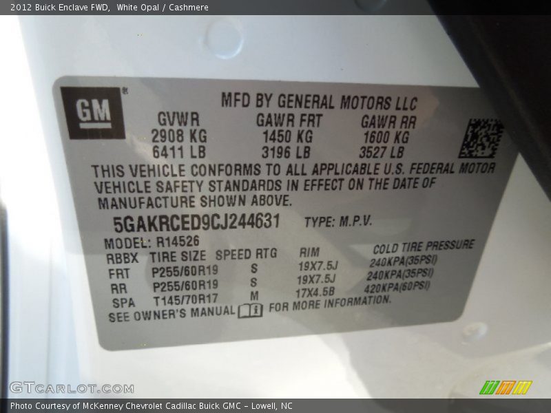 White Opal / Cashmere 2012 Buick Enclave FWD