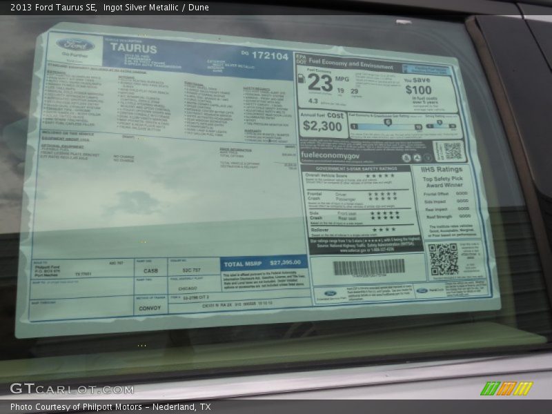 Ingot Silver Metallic / Dune 2013 Ford Taurus SE