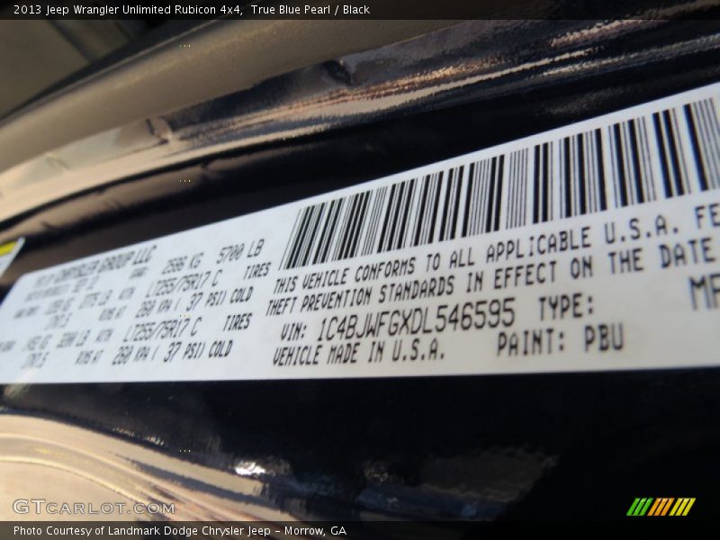 True Blue Pearl / Black 2013 Jeep Wrangler Unlimited Rubicon 4x4