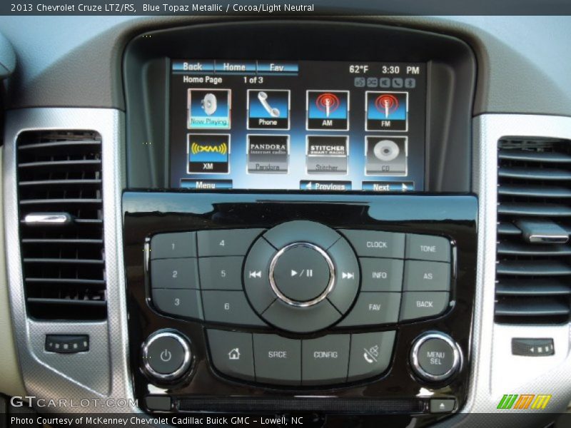 Blue Topaz Metallic / Cocoa/Light Neutral 2013 Chevrolet Cruze LTZ/RS