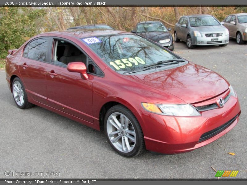 Habanero Red Pearl / Black 2008 Honda Civic Si Sedan