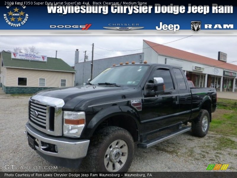 Black Clearcoat / Medium Stone 2009 Ford F350 Super Duty Lariat SuperCab 4x4