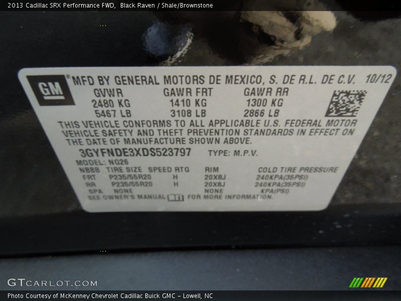 Black Raven / Shale/Brownstone 2013 Cadillac SRX Performance FWD
