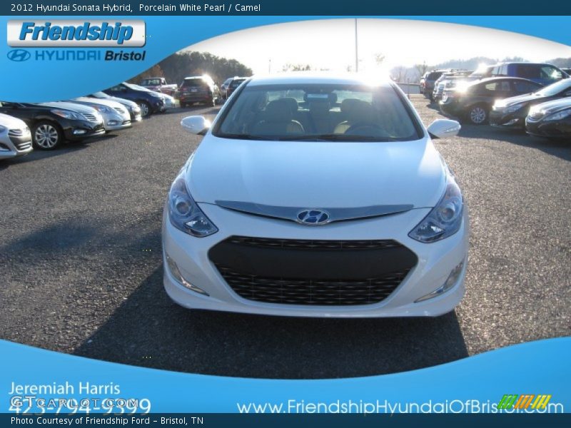 Porcelain White Pearl / Camel 2012 Hyundai Sonata Hybrid