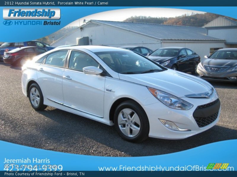 Porcelain White Pearl / Camel 2012 Hyundai Sonata Hybrid