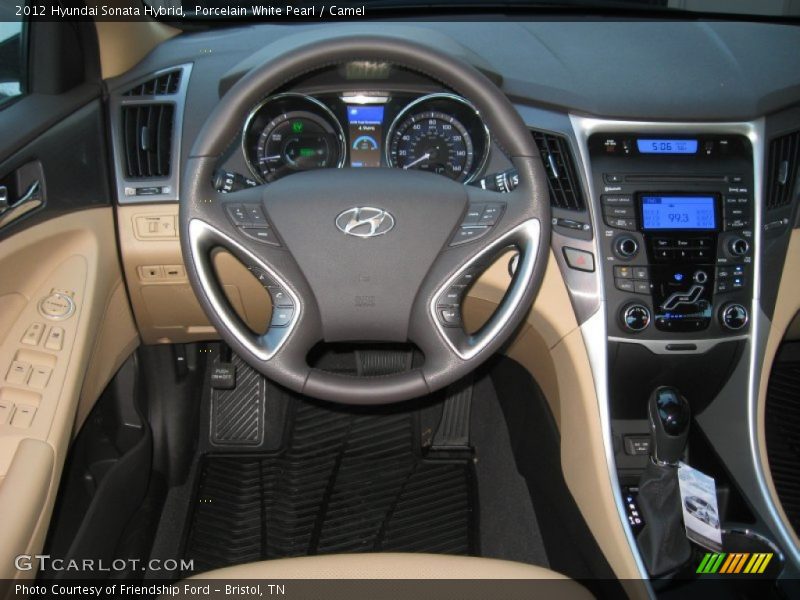 Porcelain White Pearl / Camel 2012 Hyundai Sonata Hybrid