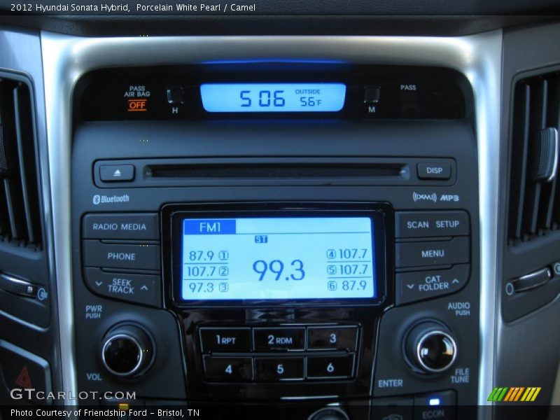 Porcelain White Pearl / Camel 2012 Hyundai Sonata Hybrid