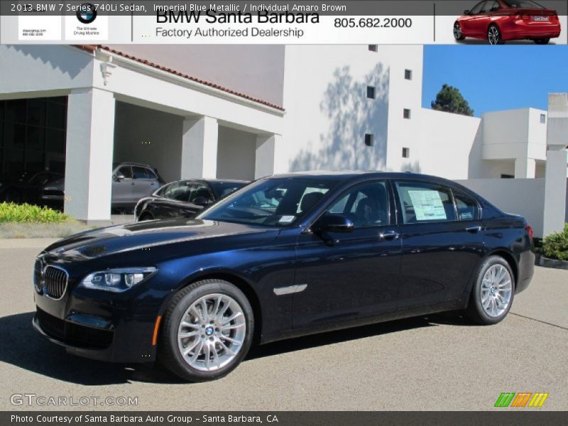 Imperial Blue Metallic / Individual Amaro Brown 2013 BMW 7 Series 740Li Sedan