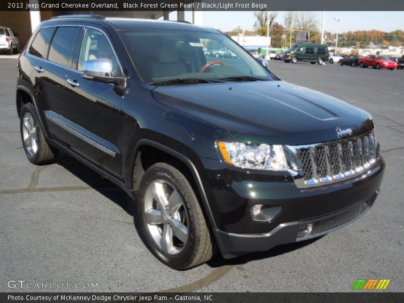 Black Forest Green Pearl / Black/Light Frost Beige 2013 Jeep Grand Cherokee Overland