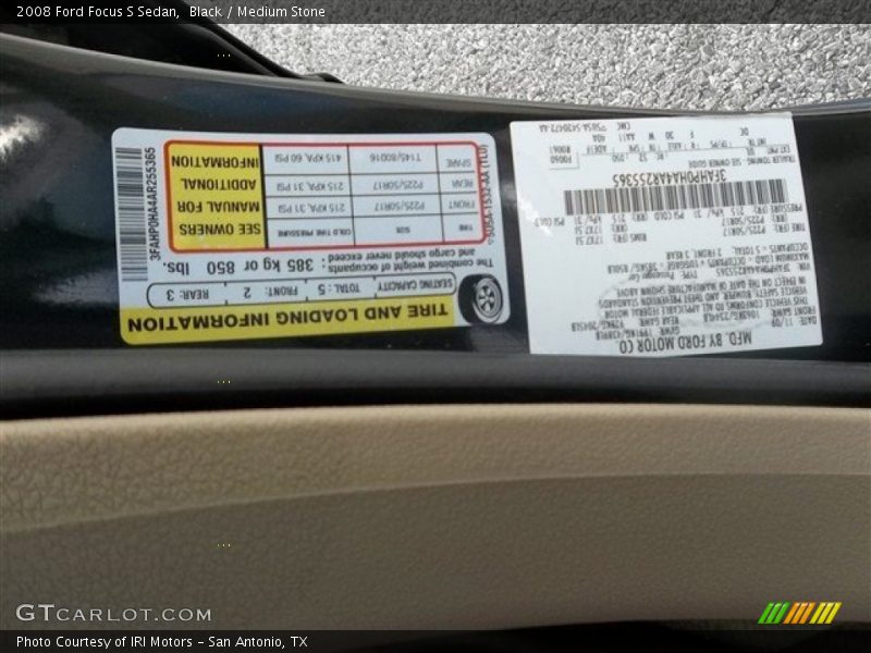 Black / Medium Stone 2008 Ford Focus S Sedan