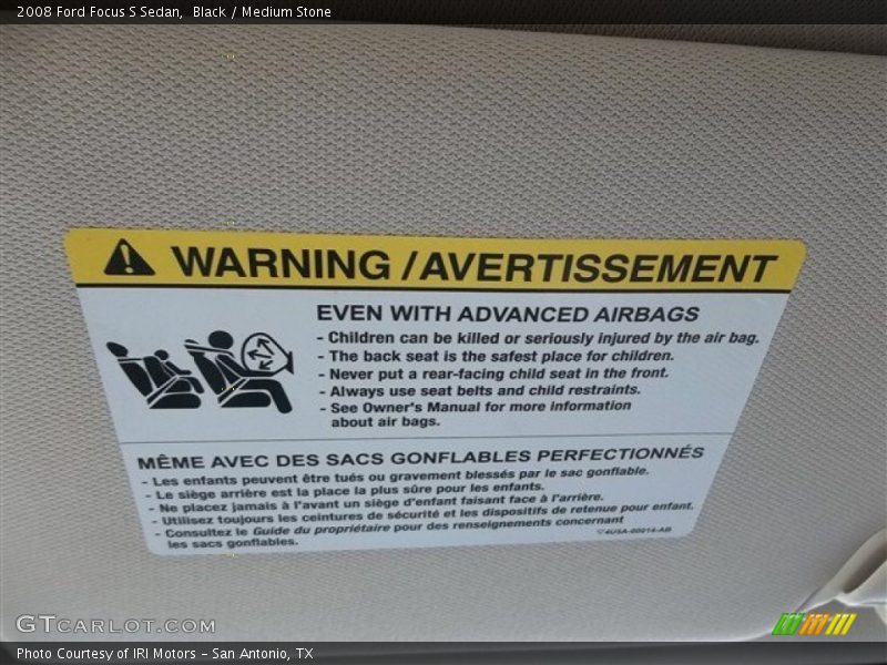 Black / Medium Stone 2008 Ford Focus S Sedan