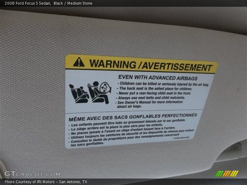 Black / Medium Stone 2008 Ford Focus S Sedan