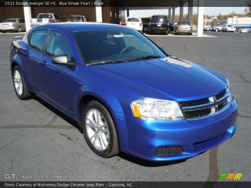 Blue Streak Pearl / Black 2013 Dodge Avenger SE V6