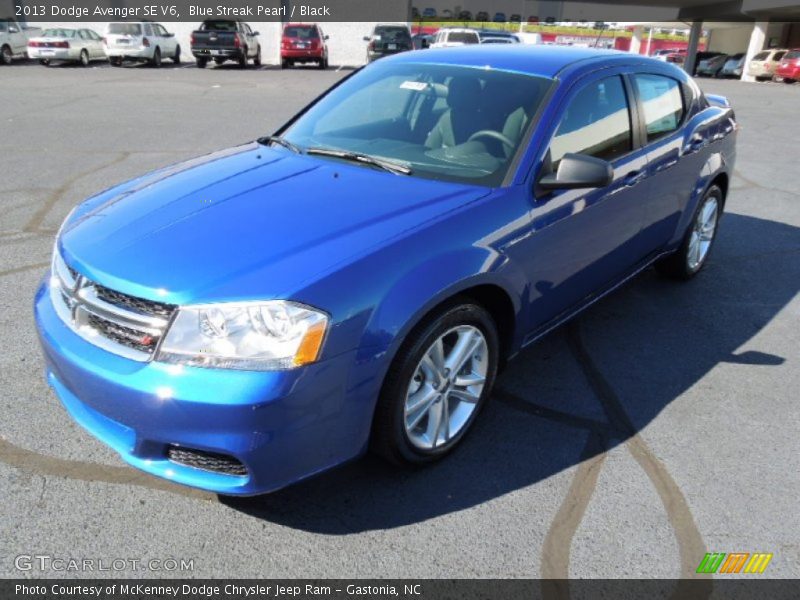 Blue Streak Pearl / Black 2013 Dodge Avenger SE V6
