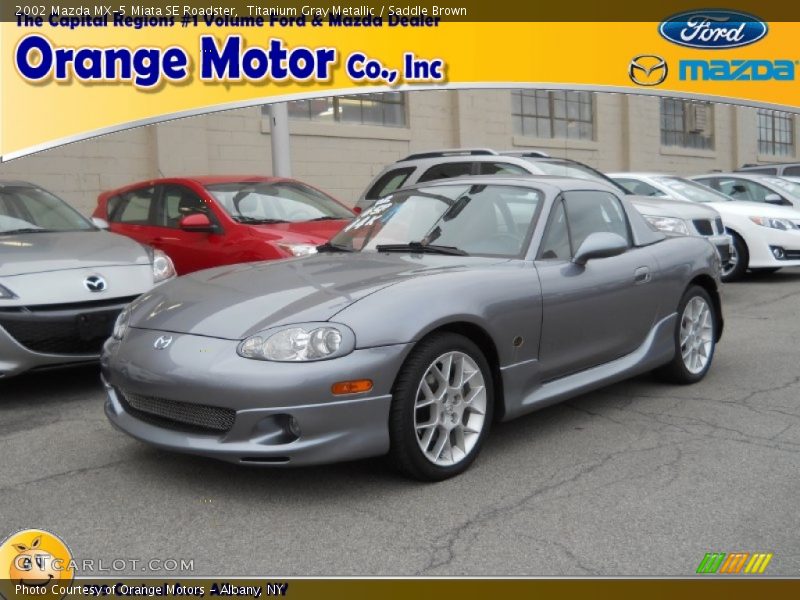 Titanium Gray Metallic / Saddle Brown 2002 Mazda MX-5 Miata SE Roadster