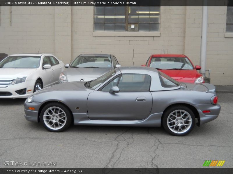 Titanium Gray Metallic / Saddle Brown 2002 Mazda MX-5 Miata SE Roadster