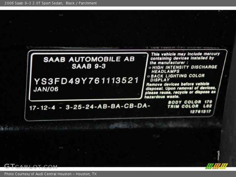 Black / Parchment 2006 Saab 9-3 2.0T Sport Sedan
