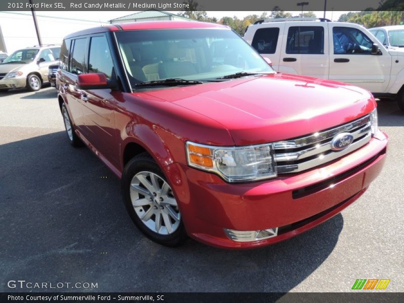 Red Candy Metallic / Medium Light Stone 2012 Ford Flex SEL