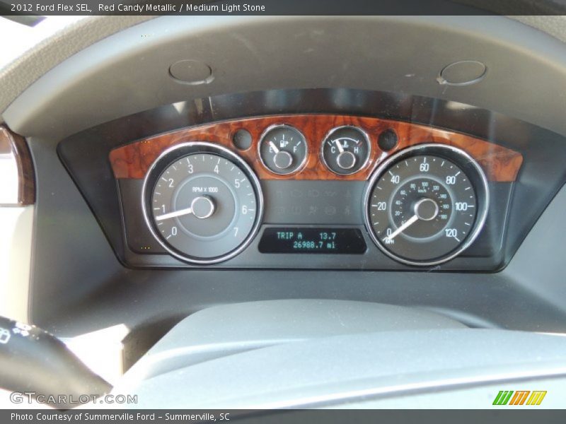 Red Candy Metallic / Medium Light Stone 2012 Ford Flex SEL