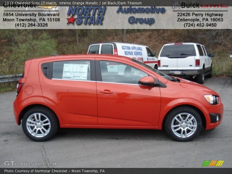 Inferno Orange Metallic / Jet Black/Dark Titanium 2013 Chevrolet Sonic LT Hatch