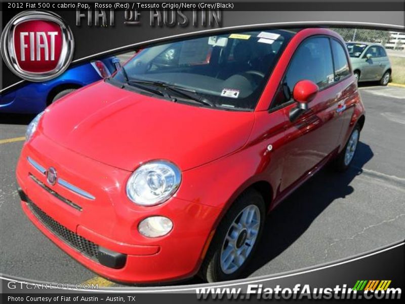 Rosso (Red) / Tessuto Grigio/Nero (Grey/Black) 2012 Fiat 500 c cabrio Pop