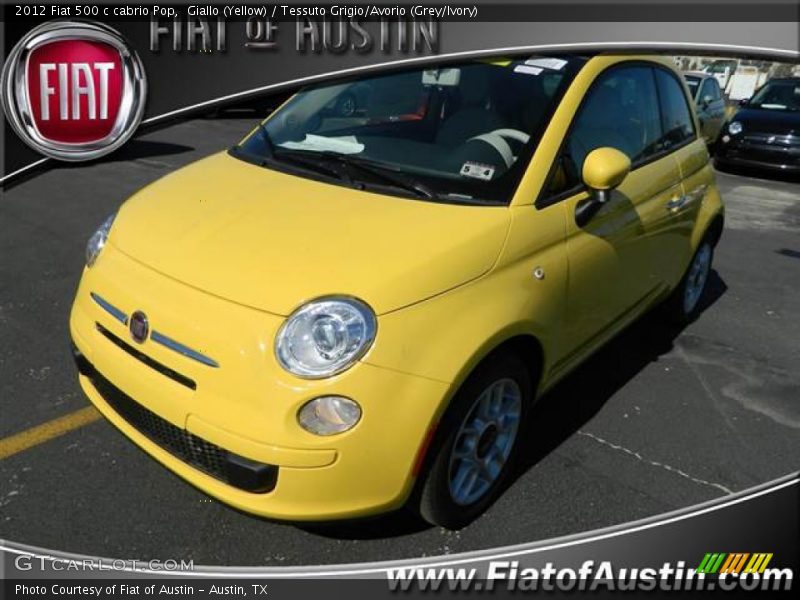 Giallo (Yellow) / Tessuto Grigio/Avorio (Grey/Ivory) 2012 Fiat 500 c cabrio Pop