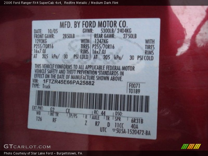 Redfire Metallic / Medium Dark Flint 2006 Ford Ranger FX4 SuperCab 4x4