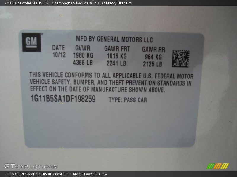 Champagne Silver Metallic / Jet Black/Titanium 2013 Chevrolet Malibu LS