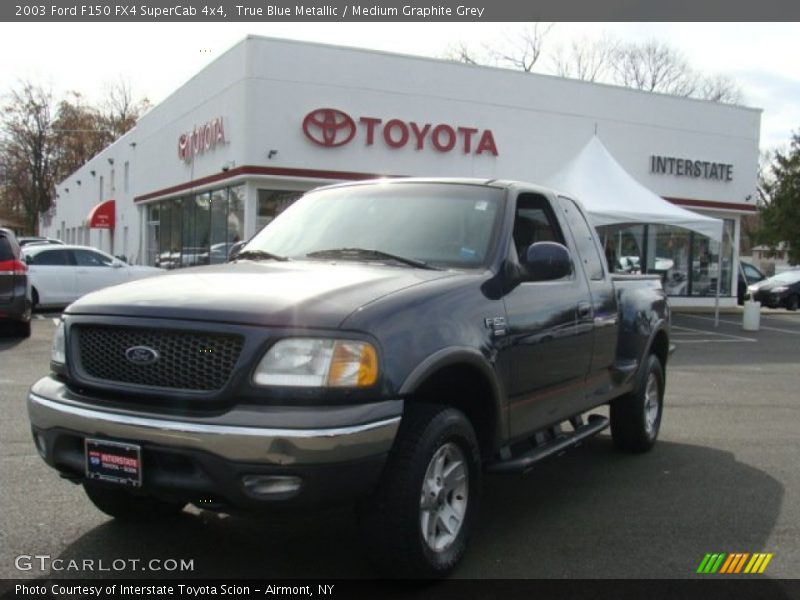 True Blue Metallic / Medium Graphite Grey 2003 Ford F150 FX4 SuperCab 4x4
