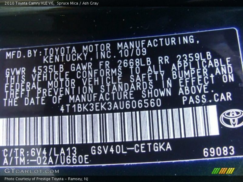 Spruce Mica / Ash Gray 2010 Toyota Camry XLE V6