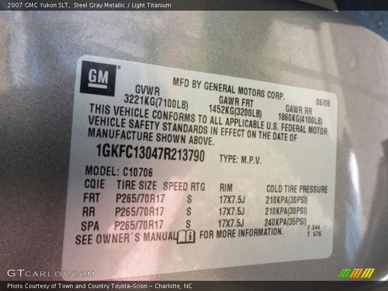 Steel Gray Metallic / Light Titanium 2007 GMC Yukon SLT