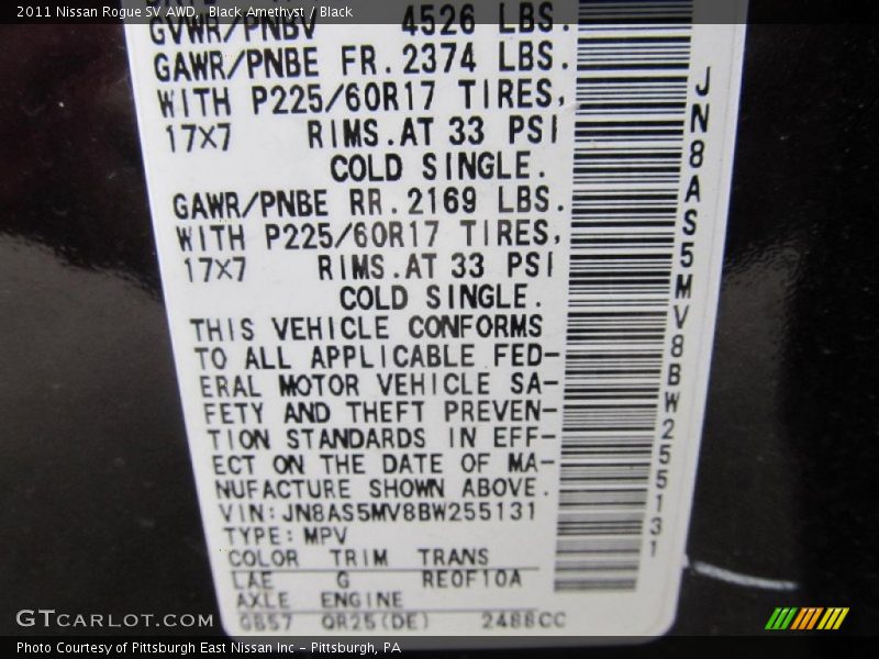 LAE - 2011 Nissan Rogue SV AWD