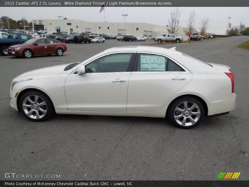 White Diamond Tricoat / Light Platinum/Brownstone Accents 2013 Cadillac ATS 2.5L Luxury
