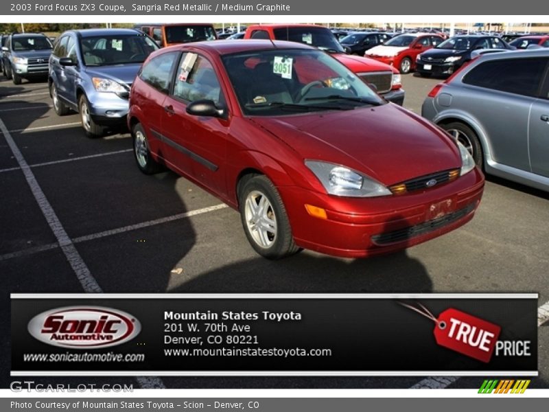Sangria Red Metallic / Medium Graphite 2003 Ford Focus ZX3 Coupe