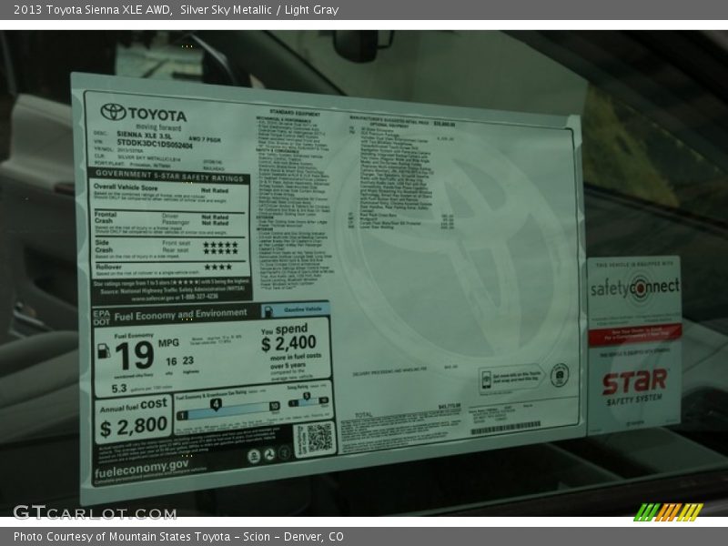 Silver Sky Metallic / Light Gray 2013 Toyota Sienna XLE AWD
