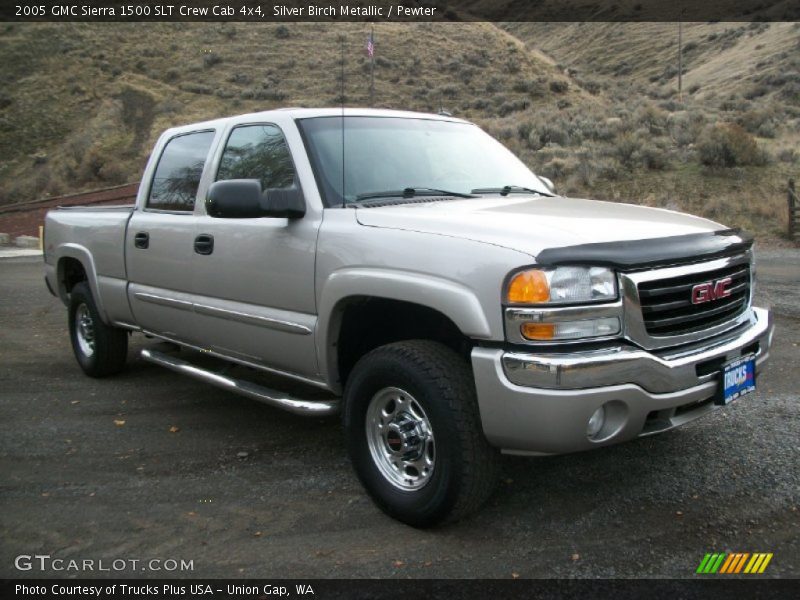 Silver Birch Metallic / Pewter 2005 GMC Sierra 1500 SLT Crew Cab 4x4