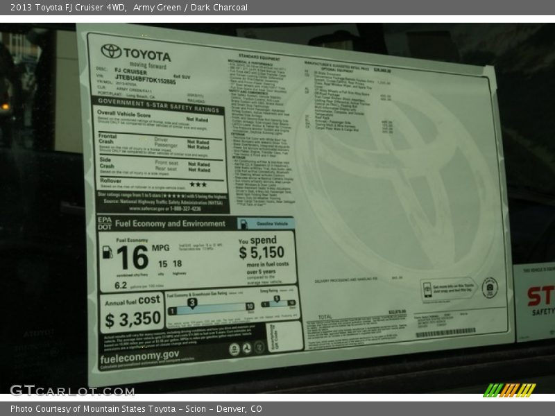 Army Green / Dark Charcoal 2013 Toyota FJ Cruiser 4WD