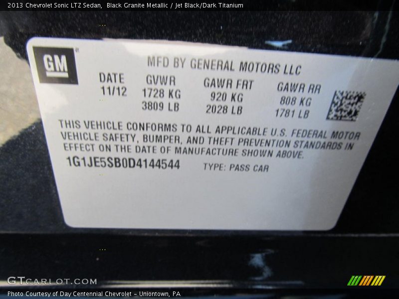 Black Granite Metallic / Jet Black/Dark Titanium 2013 Chevrolet Sonic LTZ Sedan