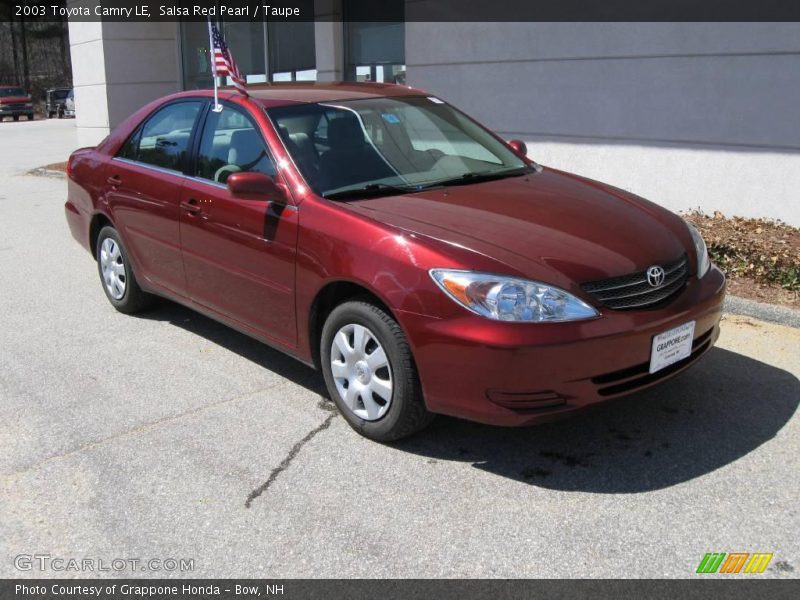 Salsa Red Pearl / Taupe 2003 Toyota Camry LE