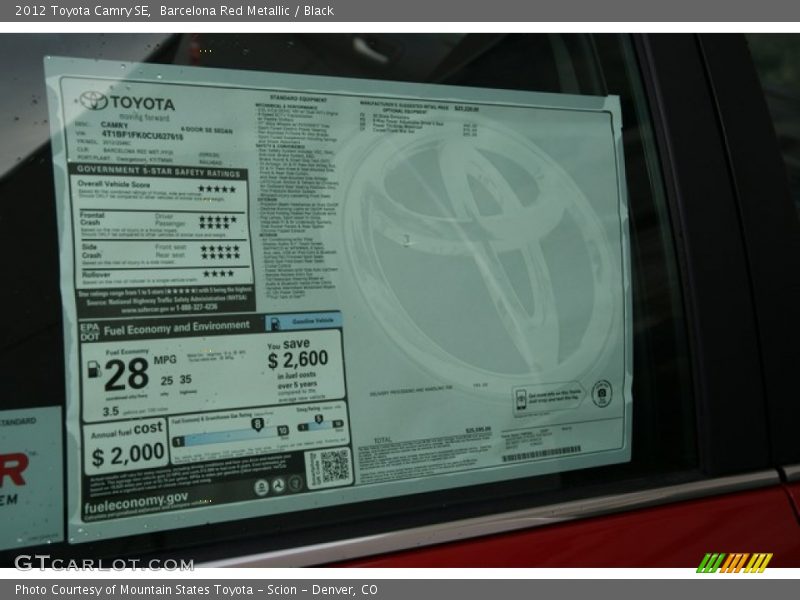 Barcelona Red Metallic / Black 2012 Toyota Camry SE