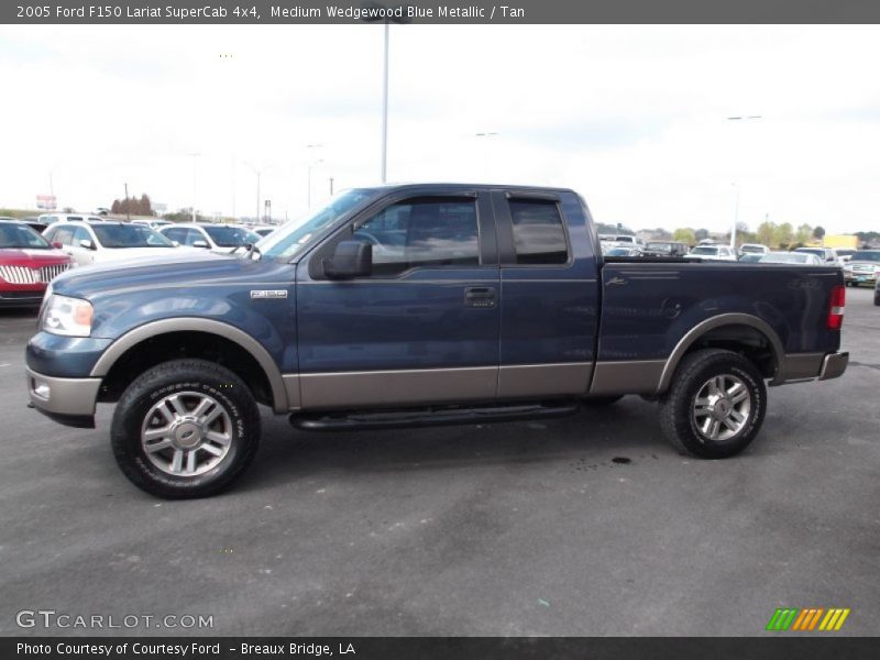 Medium Wedgewood Blue Metallic / Tan 2005 Ford F150 Lariat SuperCab 4x4