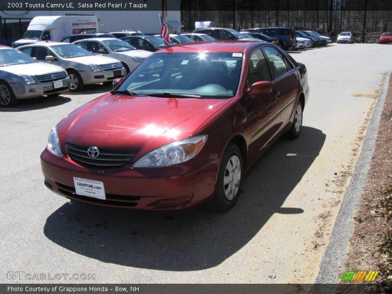 Salsa Red Pearl / Taupe 2003 Toyota Camry LE